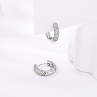 Boucles d'oreilles créoles classiques en argent sterling 925 incrustées de moissanite VVS taille brillant ronde, détectables par test de diamant, pour femme
