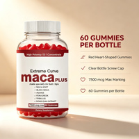 Gummies à la racine de Maca Extreme Curve pour les fesses et les hanches, en forme de cœur, flacon de 60 gummies