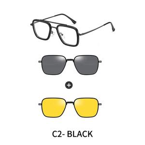 نظارة شمسية عصرية 2024 جديدة مغناطيسية من التيتانيوم للقيادة والرؤية الليلية بعدسات قابلة للتركيب للرجال بإطار مع مغناطيس - Product Image 3