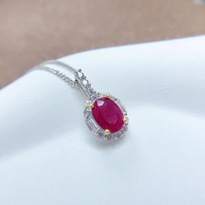 Conjunto de joyería de rubí natural, corte ovalado, collar de plata 925, anillo clásico, joyería fina para boda para mujer - Product Image 3