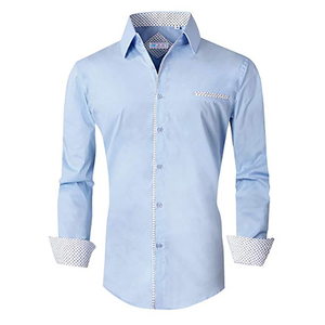 Les hommes faits sur commande 100% coton manches longues coupe droite robe chemise - Product Image 5