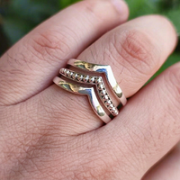 Anillo Apilable de Plata de Ley 925 Hecho a Mano con Diseño Geométrico de Triple Capa, Diseño Único para Anillo de Cóctel Unisex Sencillo
