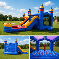 Château gonflable en PVC avec toboggan, capacité 600 kg, garantie 3 ans, usage commercial pour fêtes d'enfants