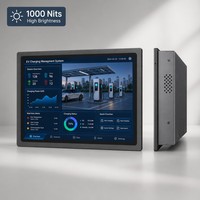 Monitor Táctil para Exteriores de 19 Pulgadas, Alto Brillo, 1000 Nits, PCAP, Unión Óptica, Vidrio Antivandálico de 6 mm, para Kiosco de Carga de Vehículos Eléctricos