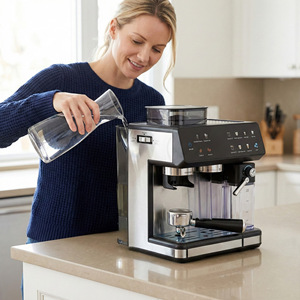 Machine à café à pression de 20 bars, entièrement automatique, machine à café italienne à vapeur, moulin à café à 20 niveaux - Product Image 4
