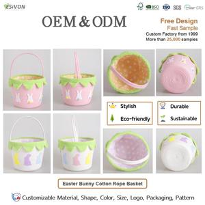<span class=keywords><strong>Cesta</strong></span> de Cuerda de Algodón con Asa y Borde Festoneado para Huevos de Pascua, Decoración para Guardería, Organizador de Regalos y Juguetes, Marca ESiVON - Product Image 2