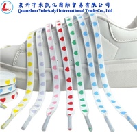 Lacets de chaussures en polyester imprimés en forme de cœur colorés de 8 mm de large, 100-160 cm, lacets plats pour baskets tendance, 8 couleurs