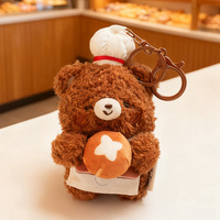 Porte-clés Ours en Peluche Personnalisé Adorable, Animaux en Peluche de Haute Qualité, Ours Boulanger Kawaii, Breloque de Sac, Coton PP, Vente en Gros