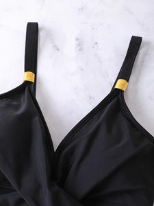 RUIQUWIN Ribbed <b>High</b>-<b>Waisted</b> Cut Out Bikini 1 Piece Women's Sexy Solid Color Eco-Friendly Beach Wear <b>Swimsuit</b> OEM Custom - Product Image 4