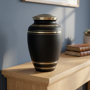 Urne funéraire cylindrique en laiton gris foncé de style européen, écologique, pour cendres, souvenir commémoratif - Artisanat indien - Product Image 3