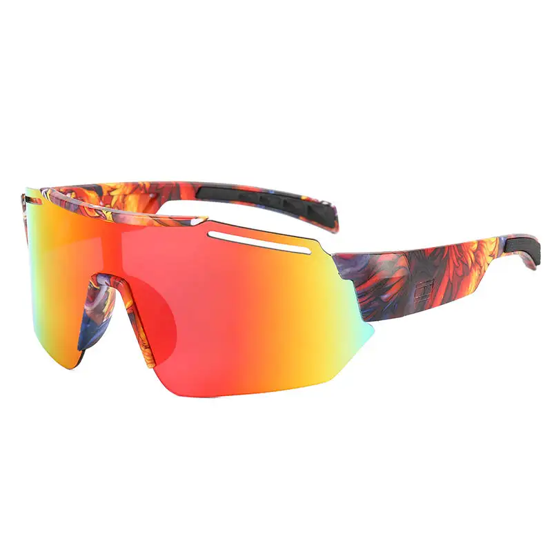 Occhiali da sole da bici con grafica alla moda occhiali da sole da ciclismo UV400 antiriflesso monopezzo all'aperto 9921