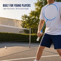 Ensemble de raquettes de badminton authentiques pour enfants, cadre en alliage de fer, cordes en polyester, pour usage extérieur, élèves du primaire
