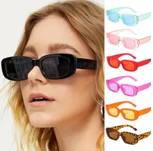 Óculos de sol retangulares para mulheres, óculos de sol retangulares vintage retangulares pequenos personalizados em 2024 cores