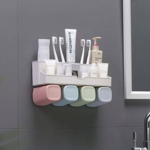 Wall Mounted Bathroom Soap Dispenser Smart Toothbrush <b>Holder</b> Automatic <b>Toothpaste</b> Dispenser With Tooth Cup - Product Image 3