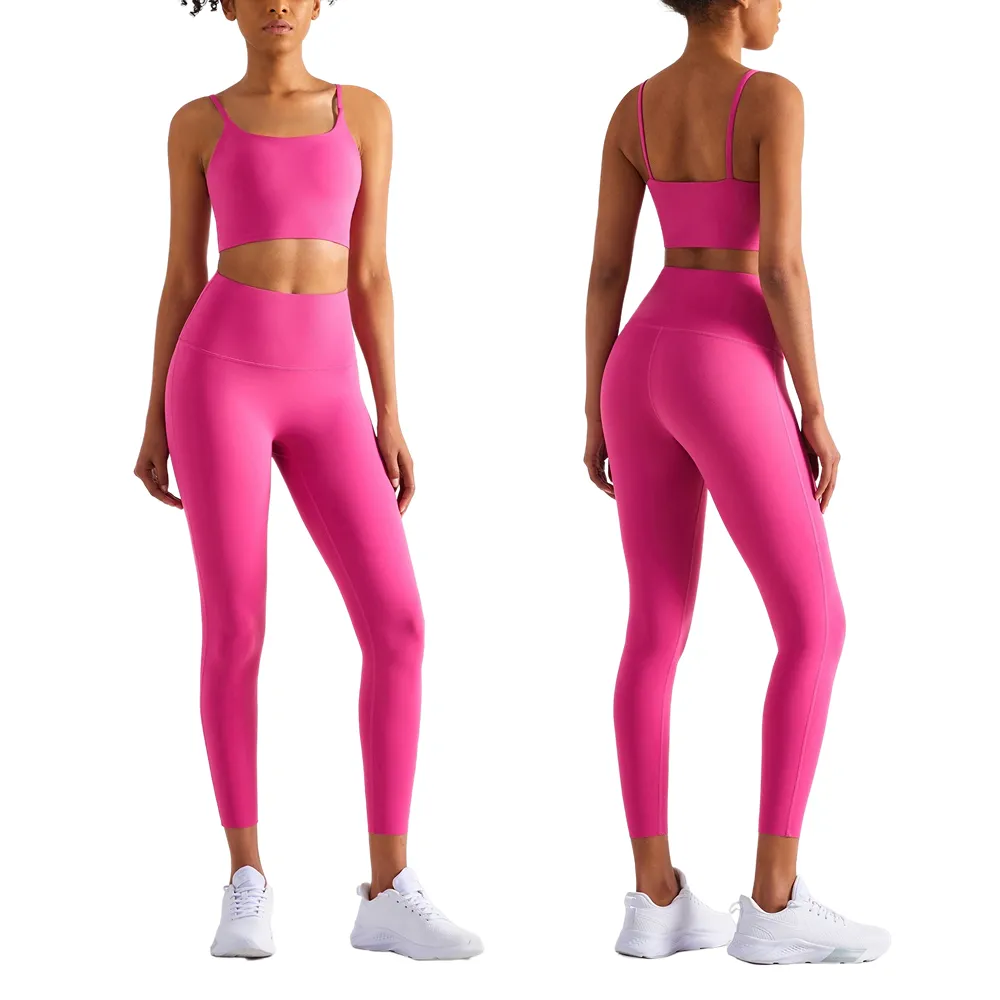 Vendita di fabbrica vari vestiti da palestra femminili ad asciugatura rapida Ropa Deportiva Mujer reggiseno con bretelle con collo a U Leggings da donna 2 pezzi set da Yoga