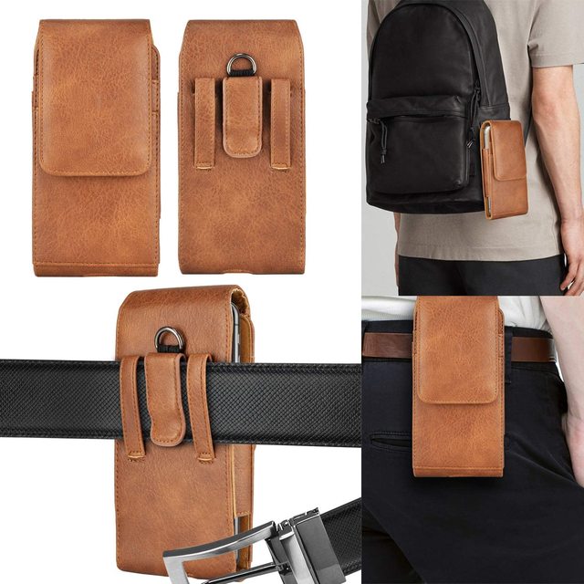 Universal Mobile Phone Belt Clip Holster PU Leather Belt Holder Pouch for Cell Phone 4'' to 6.5''