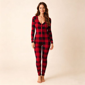 Custom Bamboo Loungewear Women Sleepwear Women Sleepwear Christmas Pajamas Sets Festive <b>Pjs</b> Striped Pajama Set Cotton - Product Image 3