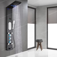 Système de robinet de douche cascade numérique à LED Panneau de douche dissimulé en laiton avec jet d'eau Finition chromée pour hôtels