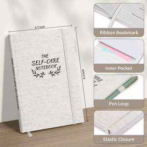 Custom LOGO Fabric Self-Care Leather Cover Hardcover Diary Notebook with Logo-A5 Size 100 Sheets Deluxe Edition <b>Gift</b> - Product Image 4
