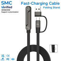 Kabel Charger Cepat Multi 240W Kustom Pabrik, Dudukan Lipat Putar 360 Derajat 90 °   Kabel Kepang Sudut Siku yang Hemat Biaya dan Tahan Lama