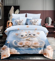 Ensemble de literie en microfibre 100% polyester, imprimé chat 5D, vif et coloré, ensemble de housse de couette, ensemble de literie pour la maison