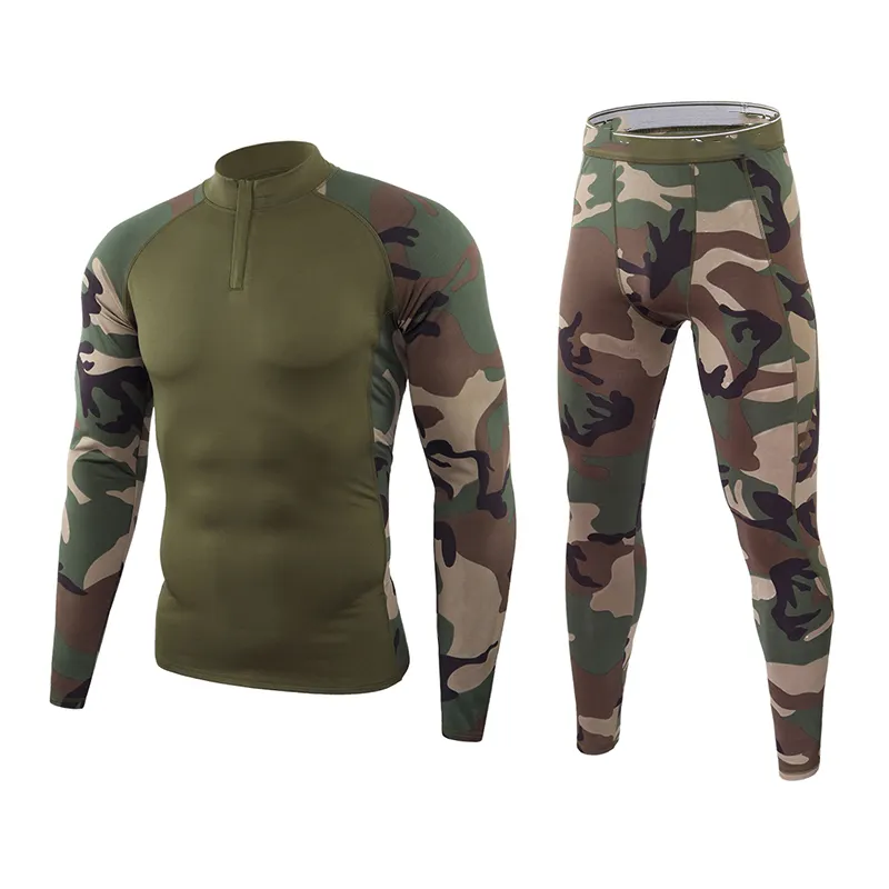 Herren Thermal Langarm hemden Hot Sale Hochwertige Sport unterwäsche Set Camouflage Unterwäsche