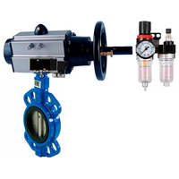 Katup Kupu-kupu DNOVA Besi Cor QT450 NBR DN125-150 16bar -10+90 ° C, Aktuator Pneumatik DA, Katup Pneumatik 220V, AFC2000