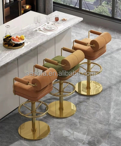 Jambe en acier Transparent or métal <span class=keywords><strong>chaise</strong></span> de bar tapisserie d'ameublement en velours rouge maison <span class=keywords><strong>haute</strong></span> <span class=keywords><strong>chaise</strong></span> <span class=keywords><strong>65cm</strong></span> tabouret pivotant <span class=keywords><strong>chaise</strong></span> - Product Image 1