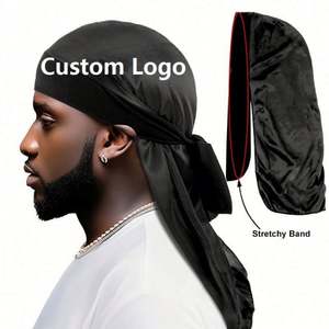 Durags en Soie Personnalisables à Faible MOQ avec Logo, Couleurs Unies, Longue Queue, Bandanas Extensibles – Vente en Gros - Product Image 1