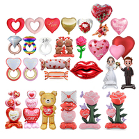 Ballons en aluminium Saint-Valentin Cœur Bague Rose Lèvres Ours pour Fête de la Saint-Valentin Anniversaire de Mariage Demande en Mariage