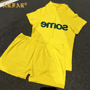 Conjunto de <span class=keywords><strong>Ropa</strong></span> para <span class=keywords><strong>Mujeres</strong></span> Altas, Camiseta Personalizada de Manga Corta con Media Cremallera y Pantalones Cortos, Estilo Y2K, <span class=keywords><strong>Ropa</strong></span> de Verano para Mujer, Conjunto de Dos Piezas - Product Image 2