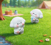 Figurines en résine de chiot blanc mignon kawaii, miniatures décoratives pour tableau de bord de voiture, bureau et jardin féerique