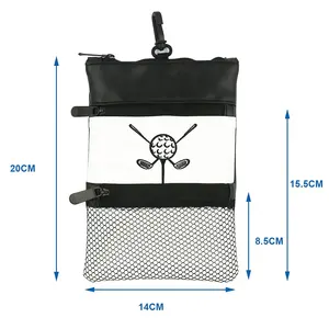 Bolsa de almacenamiento de cuero PU para pelota de Golf, accesorio personalizado con cremallera