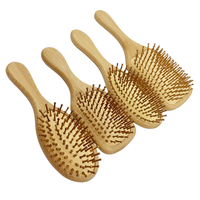 Brosse à cheveux en bois à poils de bambou pour démêler les cheveux bouclés, masser le cuir chevelu et démêler les boucles