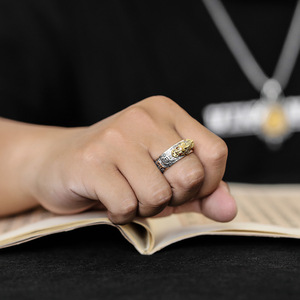 Bague Pixiu en argent Sterling 999 pour hommes et femmes, rétro Vintage Vajra coeur méridien Feng Shui ouverture amulette - Product Image 5