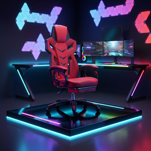 Chaise de jeu ergonomique de luxe contemporaine Siila <span class=keywords><strong>Gamer</strong></span>, chaise de jeu pivotante inclinable à dossier haut avec repose-pieds - Product Image 1