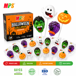 Piruletas de Halloween Venta directa del fabricante Calabaza espeluznante y palo de escoba de monstruo <span class=keywords><strong>verde</strong></span> Caramelo en caja con <span class=keywords><strong>sabor</strong></span> afrutado - Product Image 1