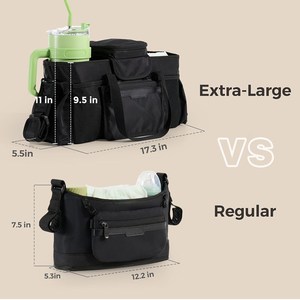 Sac de rangement universel pour poussette en tissu Oxford avec porte-gobelet isotherme, design pliable pour la promenade en extérieur et le rangement suspendu - Product Image 3