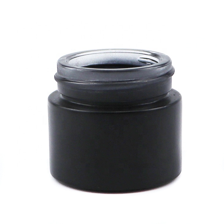 10ml pretty luxury cream jars smoke black matte frosted glass cosmetic jar container 10g black lid plastic with spoon