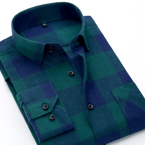 100% Cotton <strong>Flannel</strong> Wool Plaid Dress <strong>Shirts</strong> for <strong>Men</strong> Refined Different Colors Long Sleeves Slim Fit High Quality Formal Style - Product Image 3