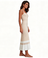 Robe longue maxi pull en maille côtelée unie boutonnée, col carré, coupe sirène, pour l'hiver, décontractée, simple, pour le quotidien et les vacances