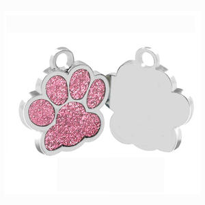 Neues Design DIY hand gefertigte galvani sierte Metall legierung Material Charme Farbe Glitter Haustier Hund Form Hund Pfote Druck Halskette Anhänger - Product Image 5