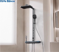 Nouvelle conception 2024 Ensemble de douche thermostatique blanc et bronze avec masseur lombaire 5 fonctions, éclairage LED et affichage numérique