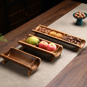 Ensemble de plateaux de service en bambou, motif bois naturel, écologique, pour les collations, les desserts, usage domestique - Product Image 2