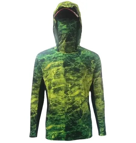 Su misura Modo di Sublimazione Poliestere Asciutto Rapido Con Cappuccio Anti-Uv Maniche Lunghe Outdoor Abbigliamento Da Pesca Set di Usura Della Camicia