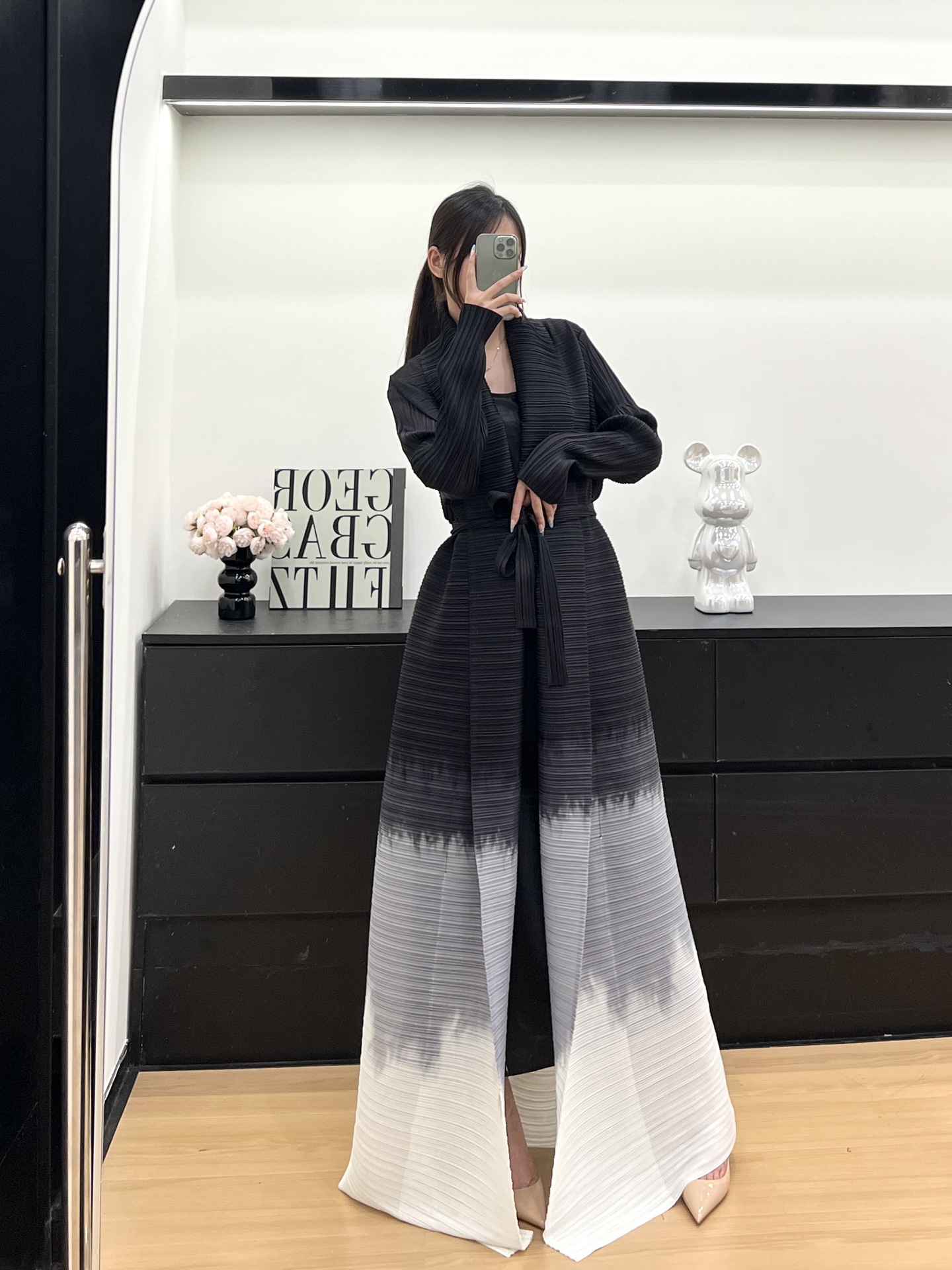 Issey Miyake Women's Pleated Robe Handmade Printed Turkish Dubai