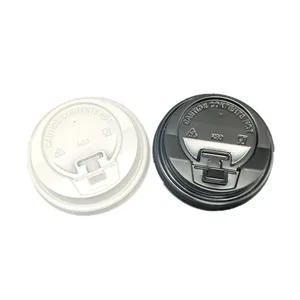 Couvercle de gobelet personnalisé jetable de haute qualité 8OZ 12OZ café thé gobelets en papier diamètre 80 85 90MM PS couvercles pour boisson chaude ou froide