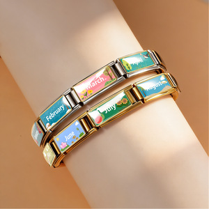 Correa de reloj modular de acero inoxidable ajustable, dorada, 15.5x5.5mm, estilo italiano, para accesorios DIY - Product Image 2