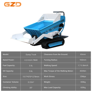 GZD 500kg 미니 트랙 덤프트럭 가솔린 엔진 소형 로더 (정원 및 조경 작업용) - Product Image 2