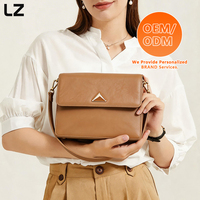 Sac à bandoulière en cuir véritable LZ avec logo personnalisé, fermeture éclair, pour femme, sac messager carré, sac à main